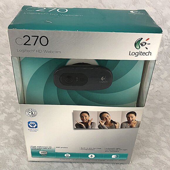 Logitech C270 HD Webcam for Video Calling & Photo Capture w/Built-in Mic USB 2.0 - Picture 1 of 12